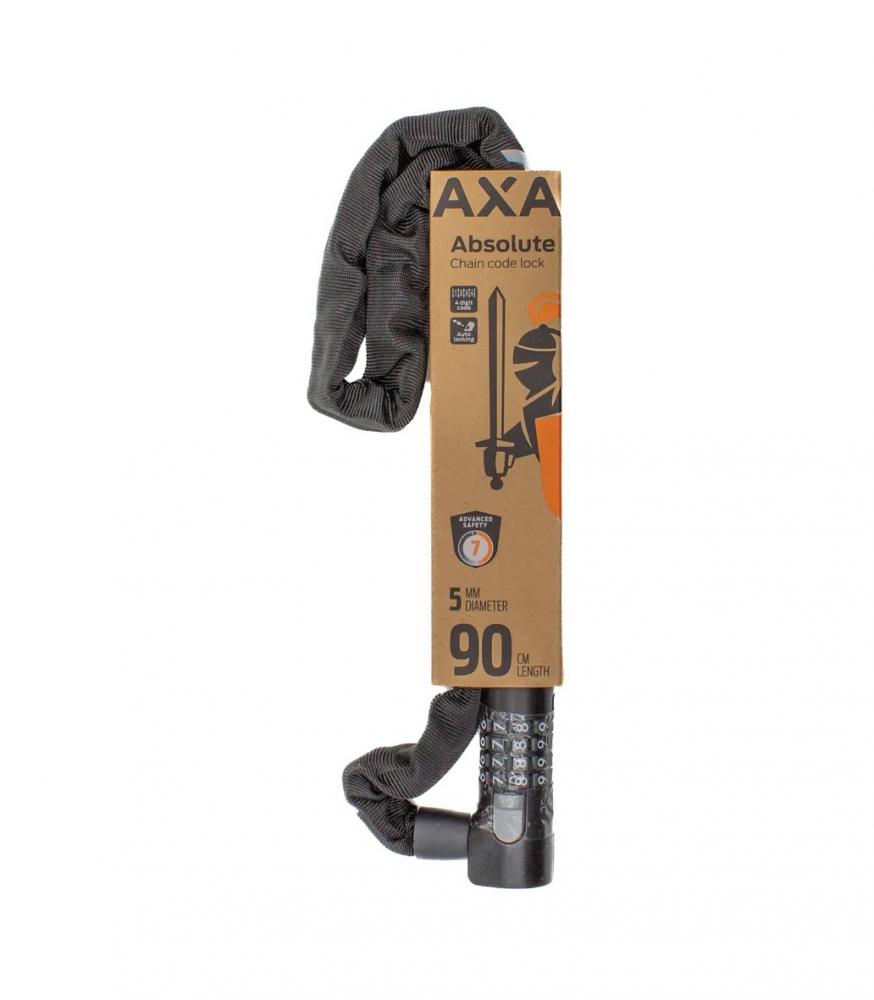 AXA Kettenschloss Absolute C5-90 Code 90, 90cm lang, 5mm Durchmesser, sicheres Fahrradschloss mit Zahlencode.