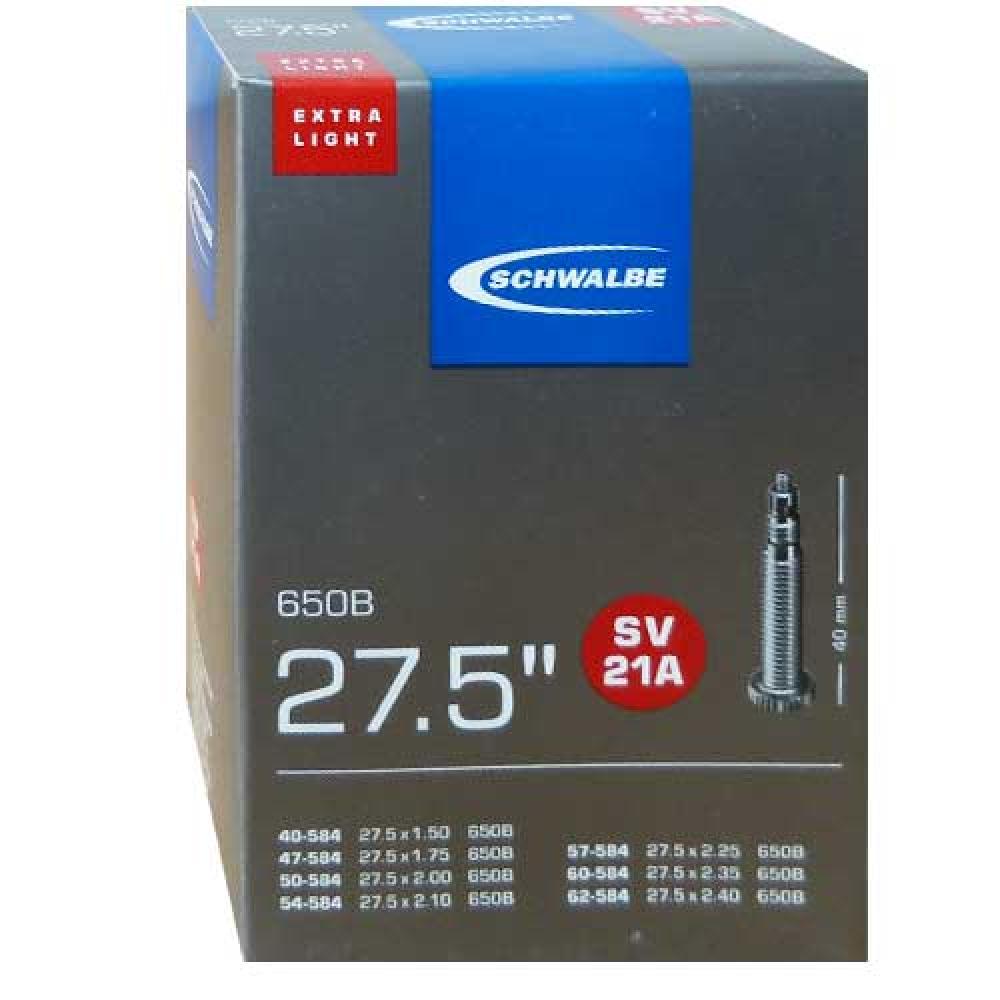 Schwalbe Fahrradschlauch SV21A extra leicht 27.5 Zoll, 650B, mit 40mm Sclaverandventil.