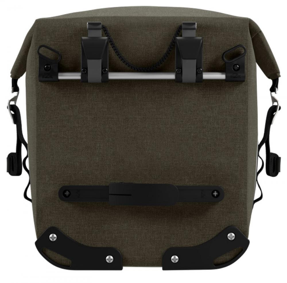 BROOKS Scape Pannier Large Mud Green - wasserdichte Fahrradtasche 18 Liter mit Rollverschluss & KlickFix-System - robuste Bikepacking-Seitentasche