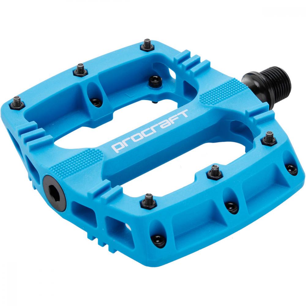 Procraft Pedale Small Grip Essential Kunststoff 102 x 100 mm Blau - kompakte Flatpedals mit sicherem Grip