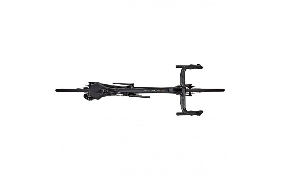 Schwarzes Focus IZ. MAX 9.9 DI2 Carbon Triathlonrad von oben