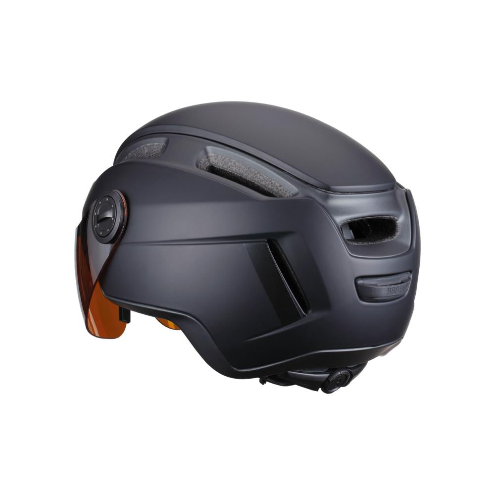 BBB Cycling Helm Indra Faceshield Smoke Mirror Lens M matt schwarz - sicherer E-Bike-Cityhelm