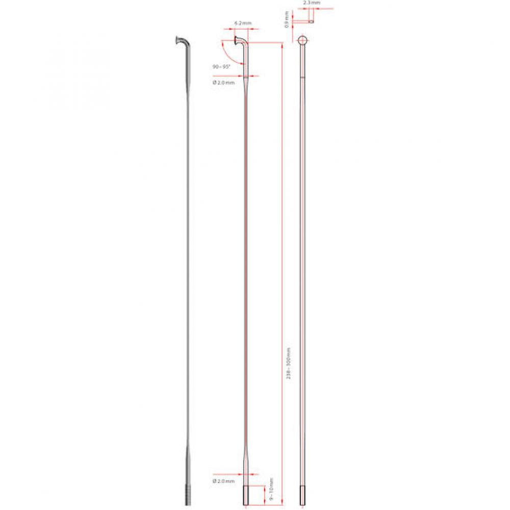 DT Swiss Speiche Aerolite 2.0 / 2.3 250 mm schwarz - ultraleichte, aerodynamische Laufrad-Aufrüstung