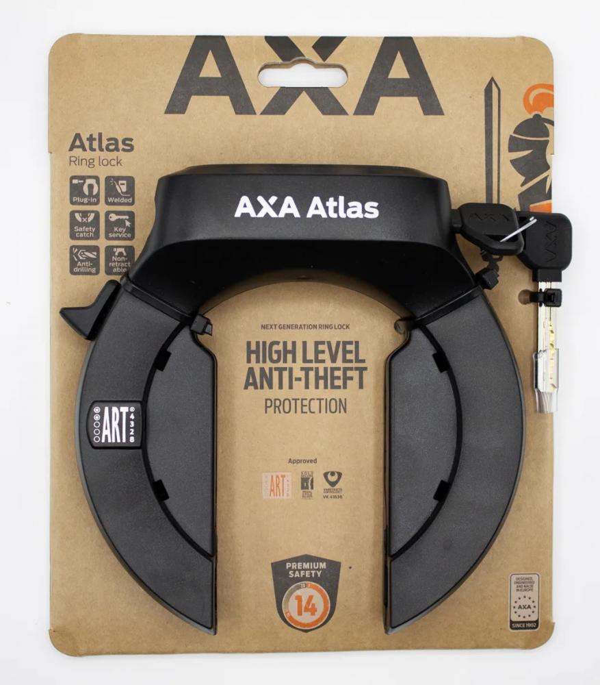 Axa Atlas Rahmenschloss 58 mm Schwarz - Hochsicherheits-Fahrradschloss mit Stahlbügel (direct mount )