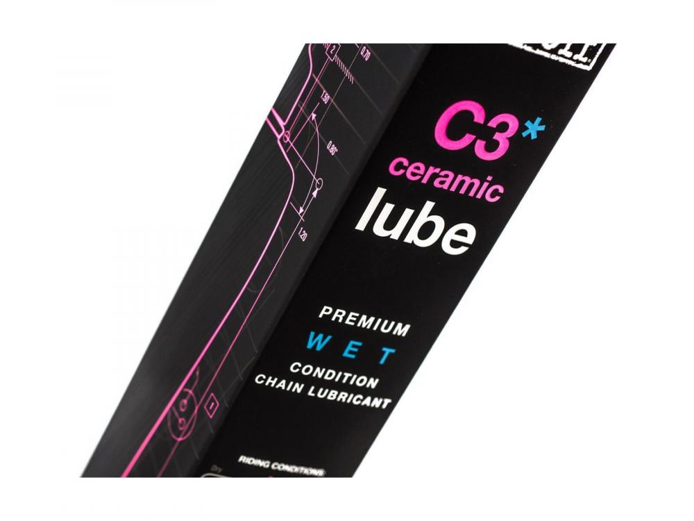 Muc-Off C3 Wet Ceramic Lube 120ml, Keramik-Kettenöl nass, pink, ideal für nasse Bedingungen, extrem langlebig, mit Pipettensystem