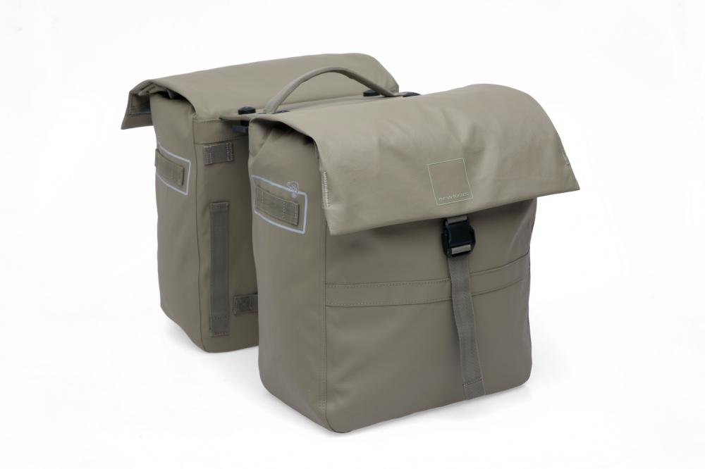 New Looxs Doppelpacktasche Leeds Double MIK 2.0 2x19L Taupe - geräumige City-Fahrradtasche