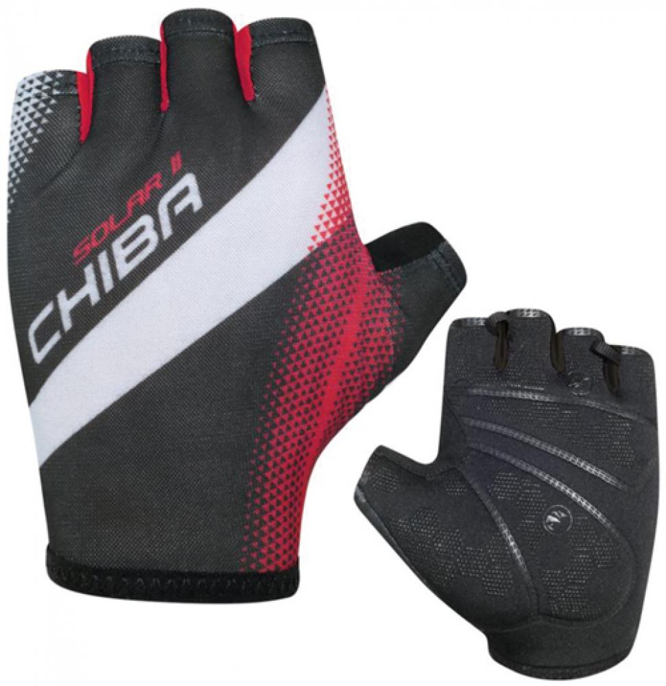 CHIBA Solar II - Radhandschuhe kurzfinger schwarz/rot, Größe S, atmungsaktiv