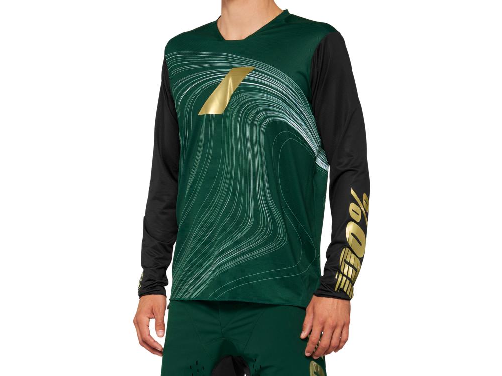 100% R-Core X LE Long Sleeve Jersey XL forest green - leichtes DH/Enduro-Trikot