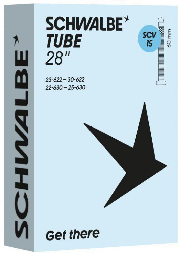 Schwalbe SCHLAUCH SCV15 28 Zoll 60mm, zuverlässiger Rennrad-Schlauch für 23-622 bis 30-622 und 22-630 bis 25-630.
