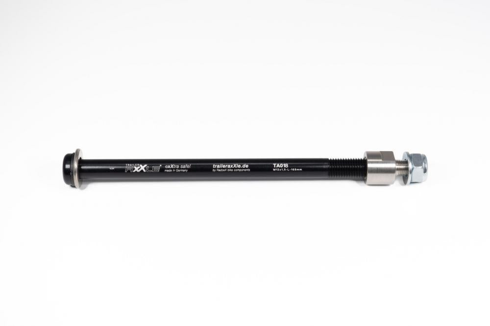 Radoxx Trailer AxXle TA018 Orbea Steckachse 12x148mm Boost M12x1,5 168mm TÜV-geprüft für Kinderanhänger - Made in Germany