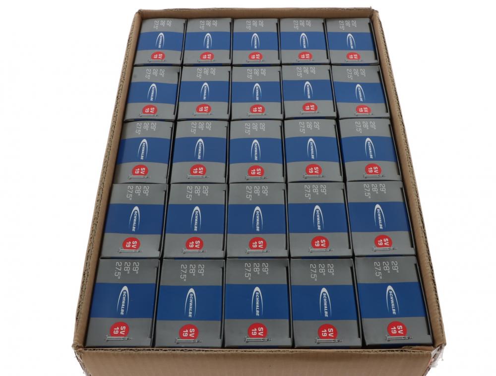 Schwalbe SV19 Fahrradschläuche 27,5 28 29 Zoll Sclaverand Ventil im 25er Karton.