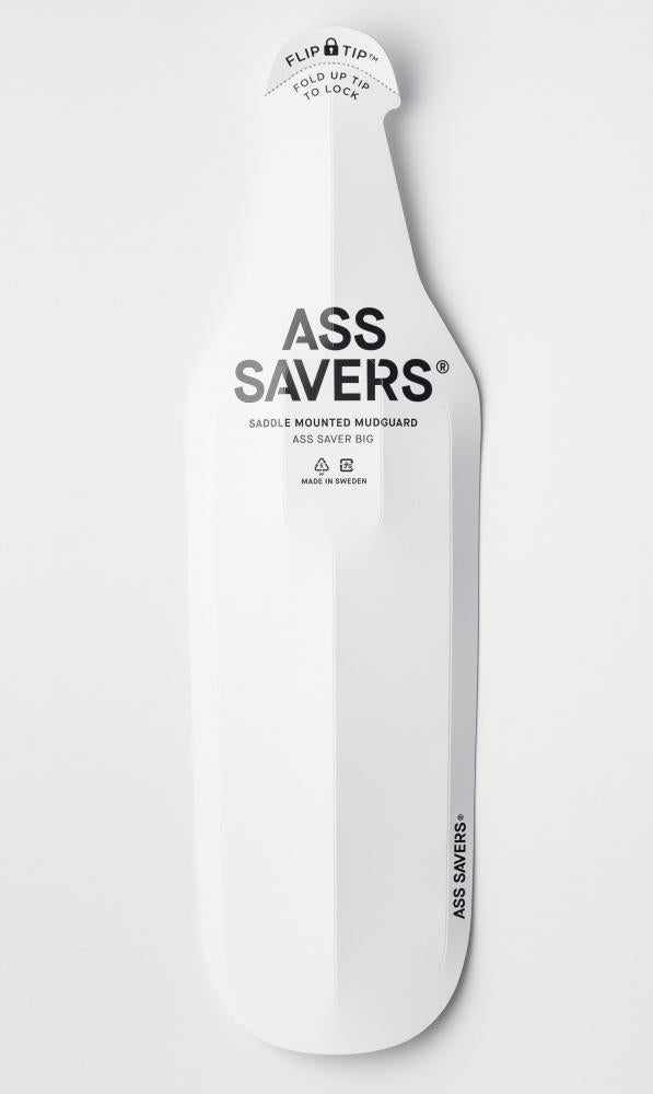 Ass Savers ASB-1 Big Spritzschutz hinten, weiß effektiver Schutz vor Spritzwasser, ideal für breite Reifen, einfache Montage ohne Werkzeug, leicht & flexibel