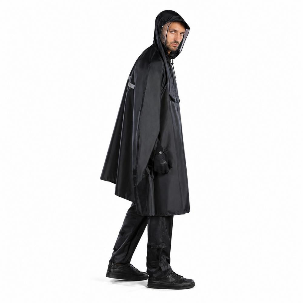 CHIBA Regenponcho - XL/XXL, schwarz, wasserdicht, reflektierend, Radsport
