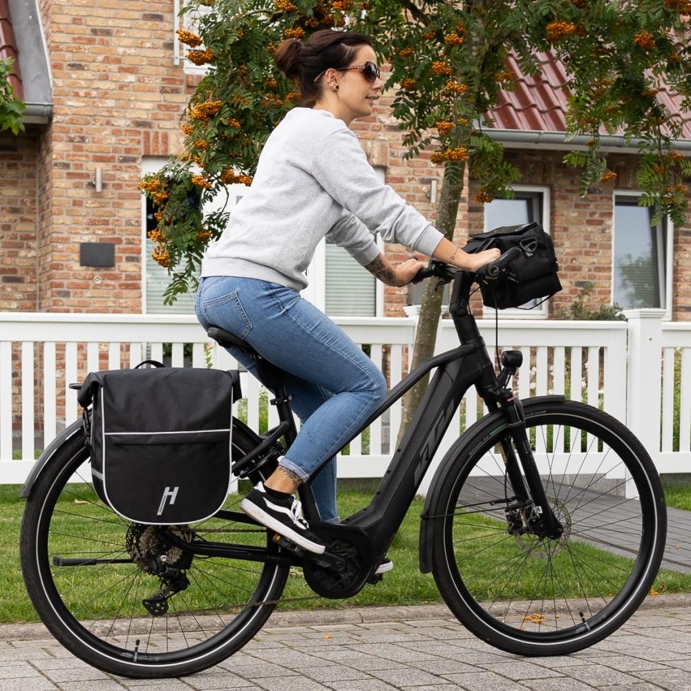 Haberland Einzeltasche eMotion schwarz/reflex - robuste Fahrradtasche für Alltag und Tour