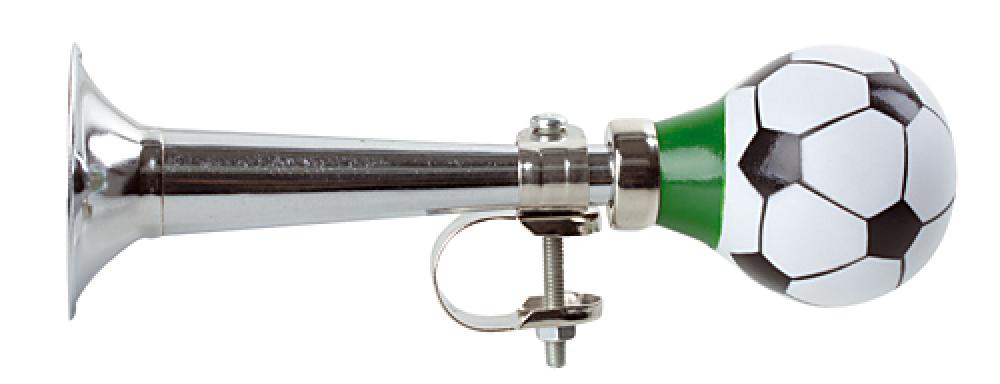 Silberne Ballhupe für Fahrrad aus Stahl/Kunststoff, mit Fußball-Design, 22,2 mm.