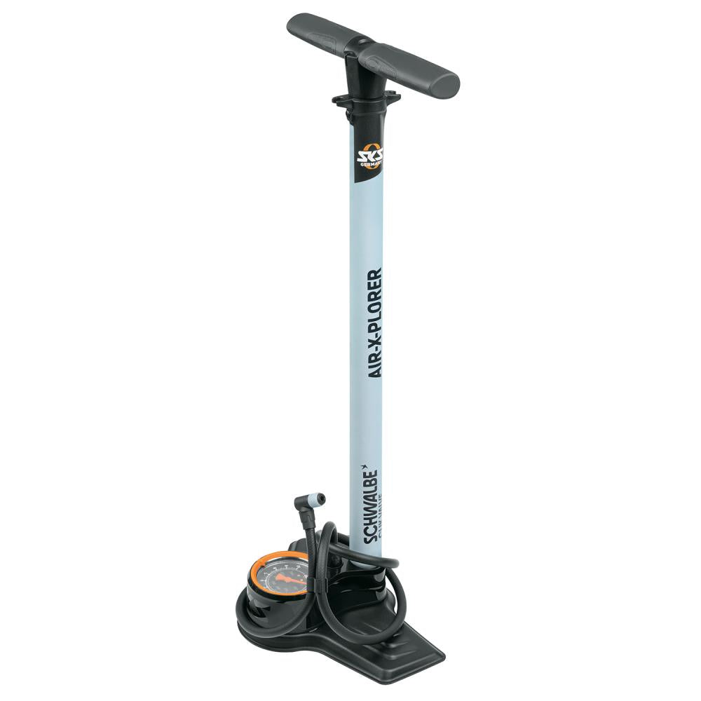SKS Air-X-Plorer 10.0 Editions-Standpumpe mit Clik Valve & Manometer, 476 cm³ Hub, bis 10 bar, Soft-Touch-Griff, Made in Germany
