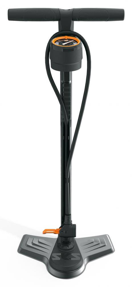 SKS AIRMOTION 12.0 Standpumpe mit stabilem Stahlrohr - oben liegendem Präzisionsmanometer langem Hochdruckschlauch und MULTI VALVE-Kopf für alle Ventilarten