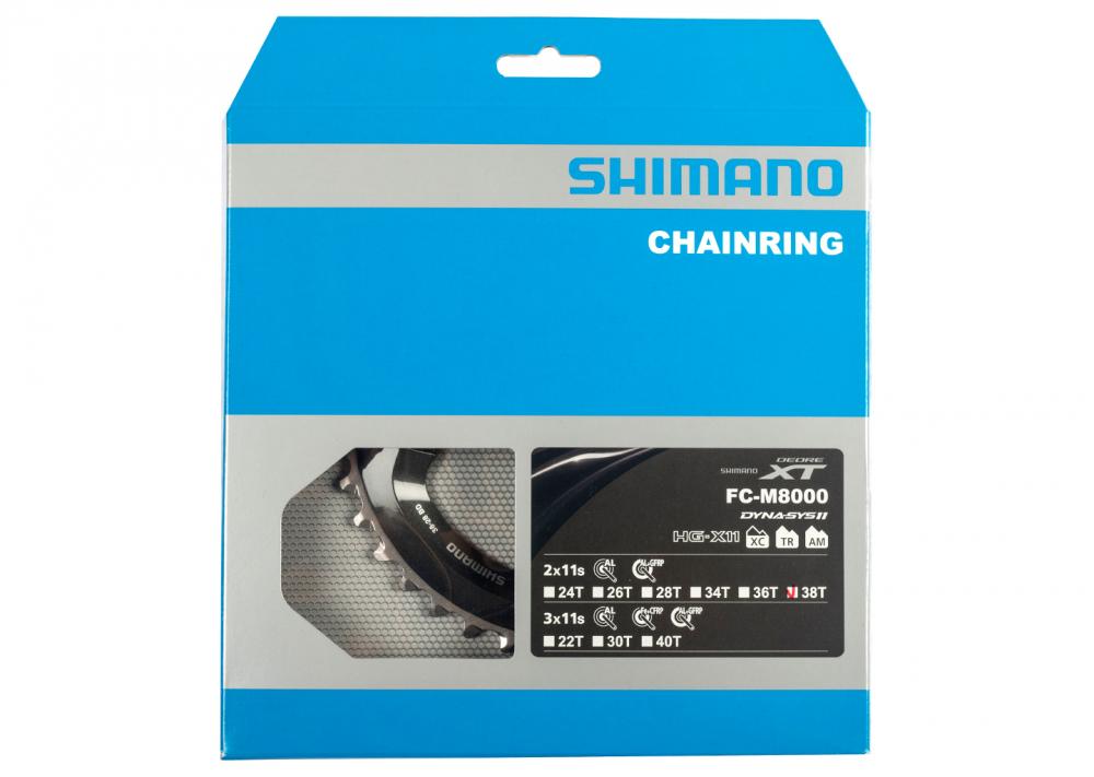 SHIMANO Kettenblatt DEORE XT FC-M8000 38 Zähne - präziser Antrieb für sportliche MTB-Performance