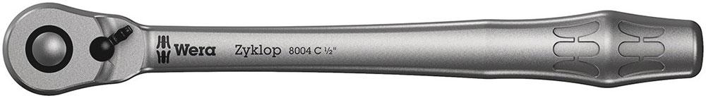 Wera 8004 C Zyklop Metal-Knarre 1/2" Umschalthebel, 72 Zähne, 5° Rückholwinkel, Chrom-Molybdän, 281mm