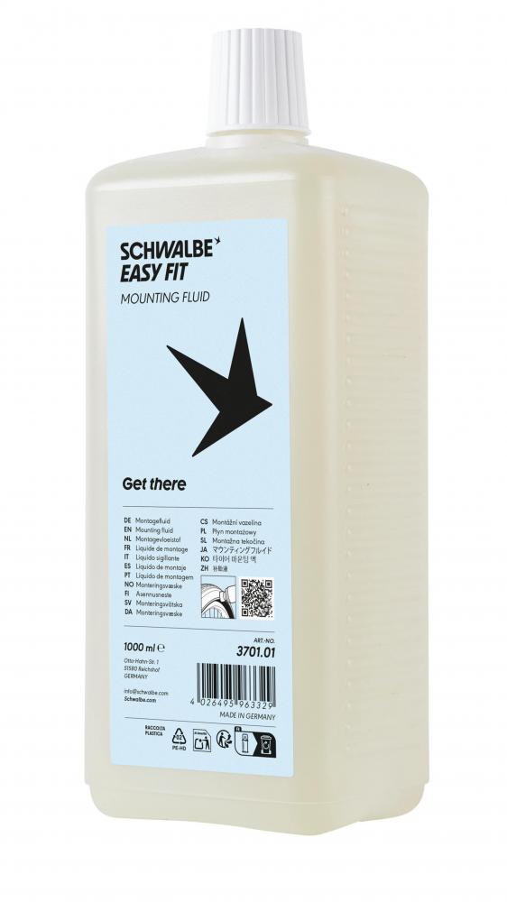 Schwalbe EASY FIT Montage-Flüssigkeit 1000ml Nachfüllflasche für einfache Fahrradreifenmontage.