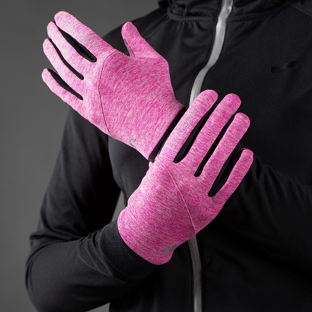 CHIBA Allround Light - Fahrradhandschuhe XS pink, Polartec-Fleece, Touchfunktion, reflektierend
