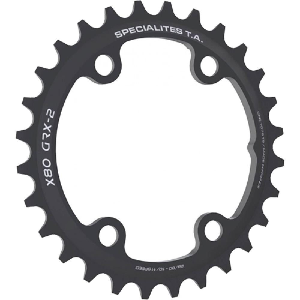 Specialites TA X80 GRX-2 Kettenblatt, 32 Zähne, 80 mm Lochkreis, 4-Arm, 10/11-fach, schwarz, kompatibel mit Shimano GRX FC-RX810-2/FC-RX600-11/FC-RX600-10 Kurbeln