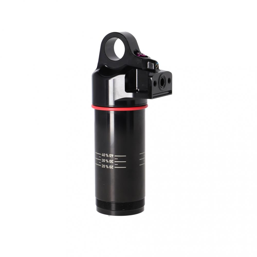 Schwarzer ROCKSHOX Vivid C1+ (2024+) Dämpfer Body Assembly mit 37,5 Eyelet und Sag-Skala.