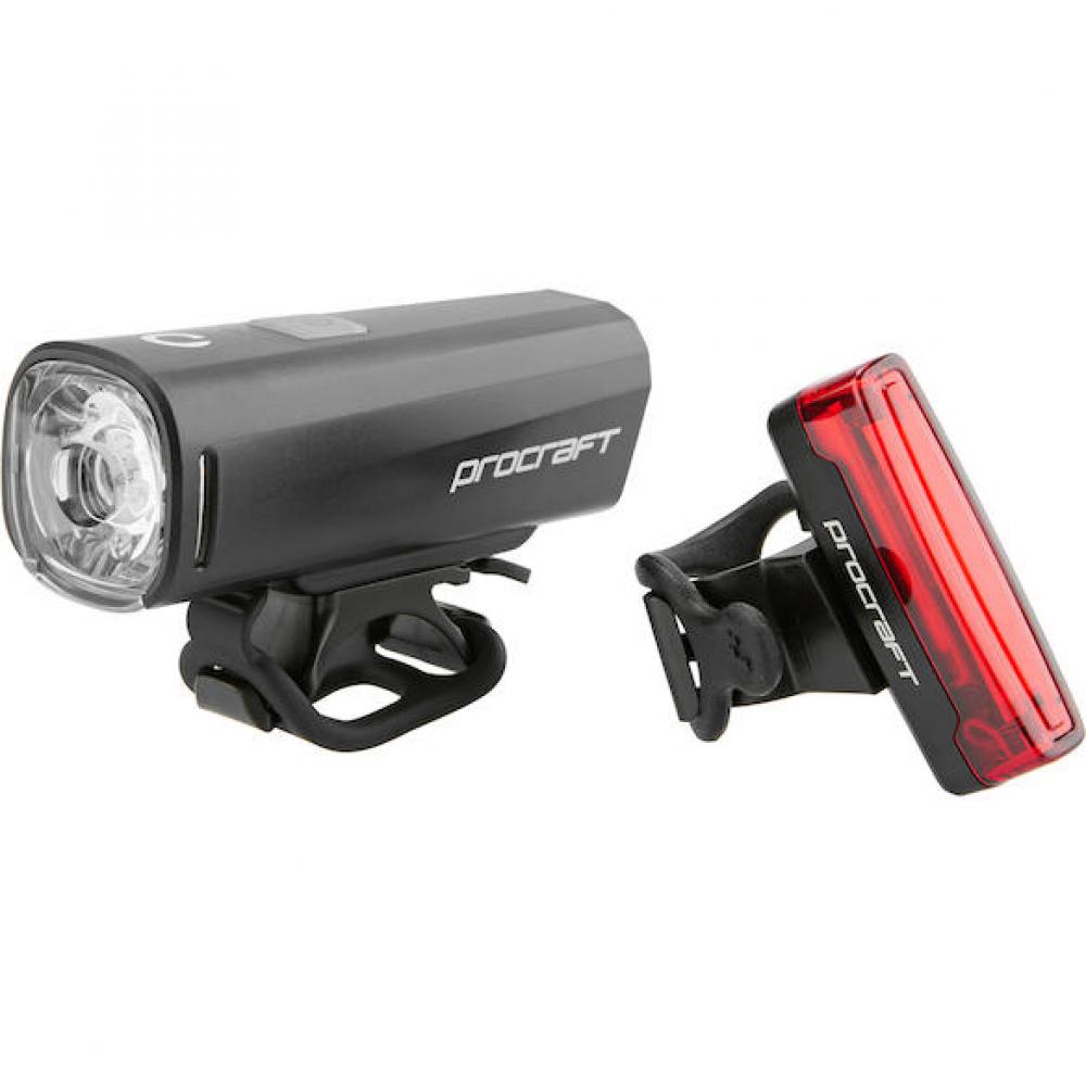 Procraft Lichtset Allround Advanced StVZO Standardgröße Schwarz - sicheres Fahrradlichtset