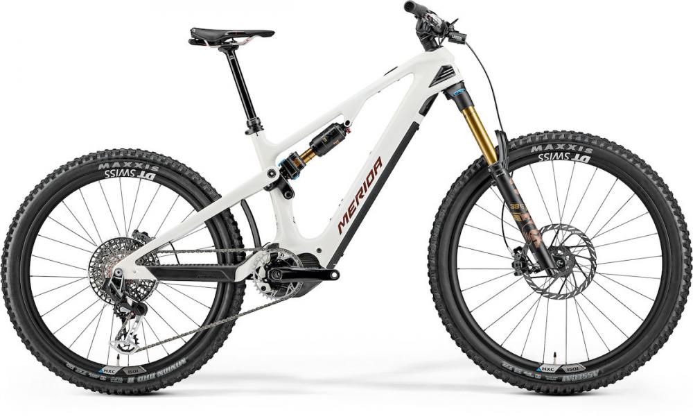 MERIDA eONE-SIXTY 10K E-Mountainbike Fully - Größe XL - 600 Wattstunden - Carbonrahmen - Enduro - snow white bronze metal