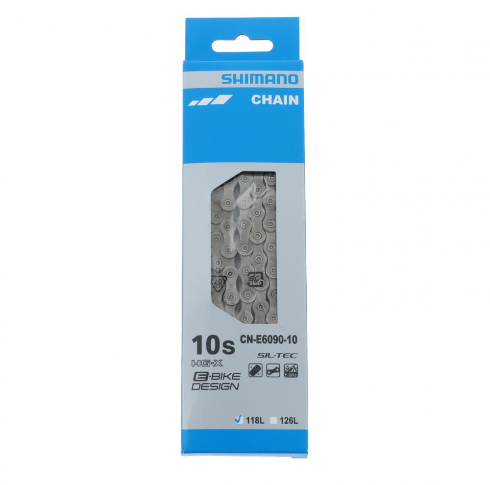 Shimano CN-E6090 10-fach E-Bike Kette, 118 Glieder, HG-X, SIL-TEC, für 1-fach Antrieb.