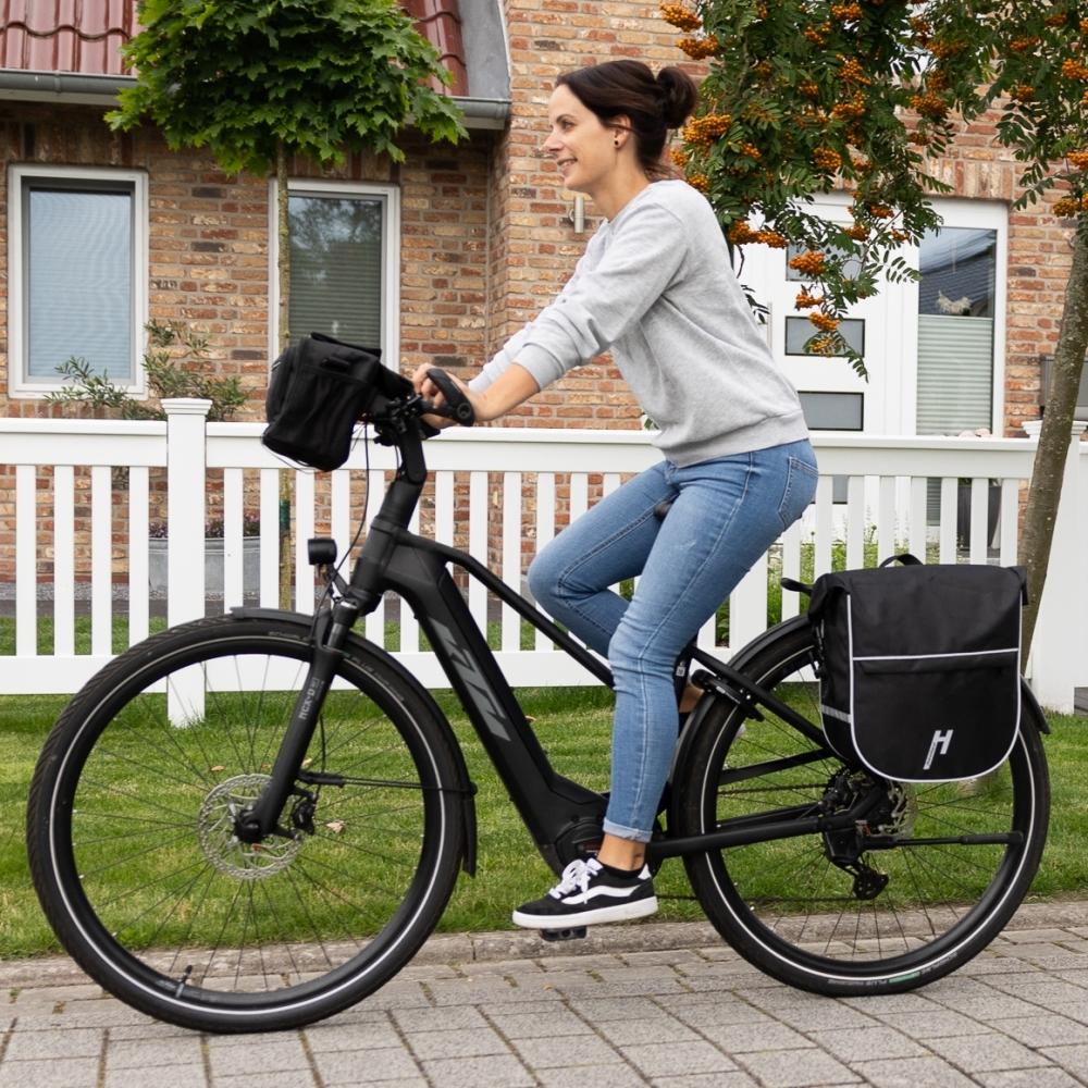 Haberland Einzeltasche eMotion schwarz/reflex - robuste Fahrradtasche für Alltag und Tour