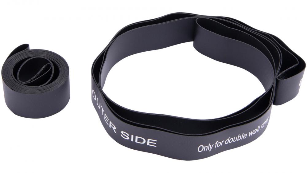 Fulcrum Red Zone Felgenband, schwarz, teilweise gerollt, mit Aufschriften 'OUTER SIDE' und 'Only for double wall rims'.