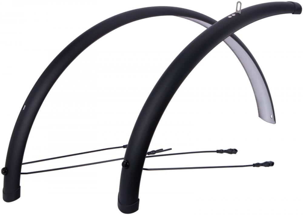CONTEC Radschutzgarnitur "Splash Protect"nKunststoff, ohne KontaktierungnSB-verpackt, mit Single Clip Befestigung und 3,4mm schwarz gepulverten Stahlstreben, Vorderrad mit Mini Clip XL Sicherheitssystem, 26" - 60mm breit, schwarz matt