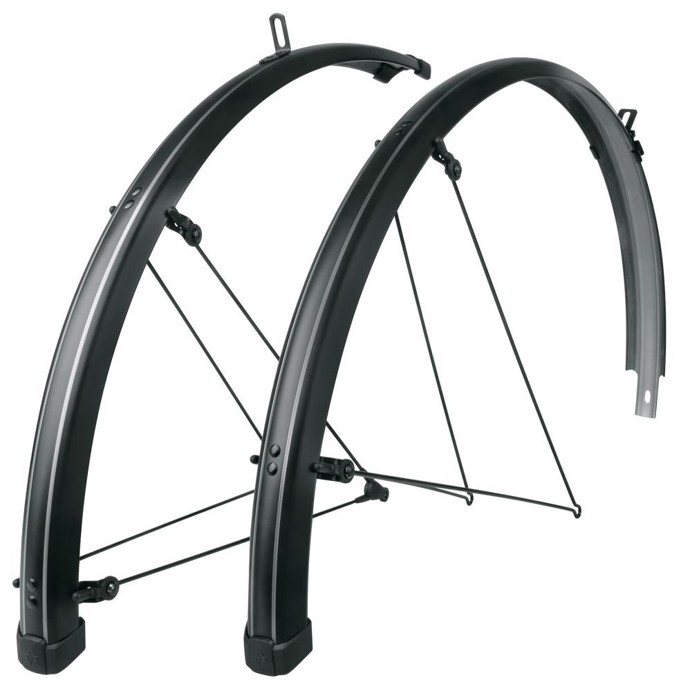 SKS Bluemels Stripes Schutzblechset 28\" 45mm schwarz matt robustes, korrosionsgeschütztes Design mit ASR-Sicherheitssystem für optimalen Spritzwasserschutz