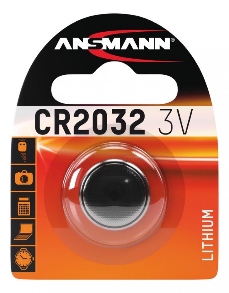 Ansmann CR2032 Lithium Knopfzelle Batterie 3V für Uhren, Autoschlüssel, Kameras und Rechner in Blisterverpackung.