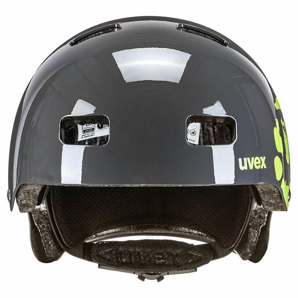 uvex kid 3 - robuster Kinder-Fahrradhelm - harte ABS-Schale - individuelle Größenanpassung mit IAS-System - 10 Belüftungsöffnungen - dirtbike grey-lime - 55-58 cm