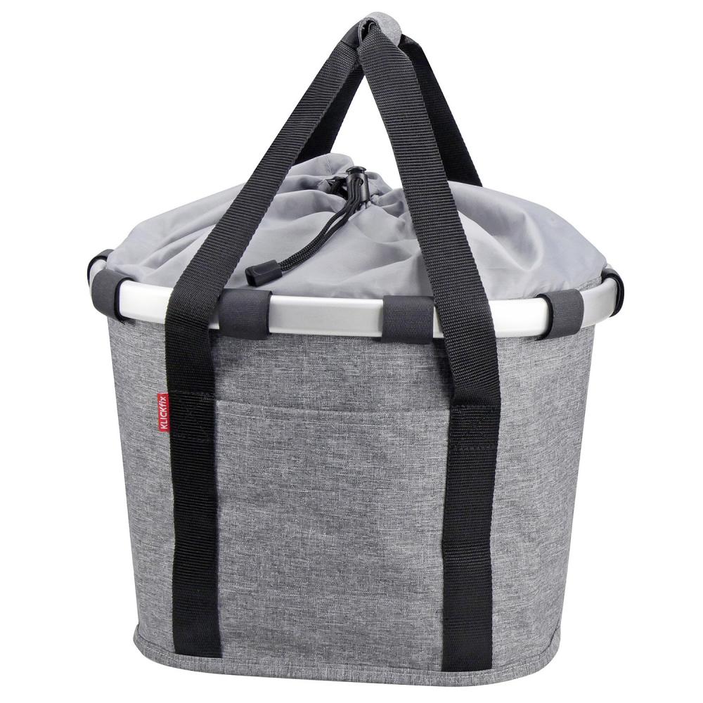 KLICKfix Fahrradkorb Fahrradtasche Bikebasket Reisenthel twist silver 28x26x35 cm