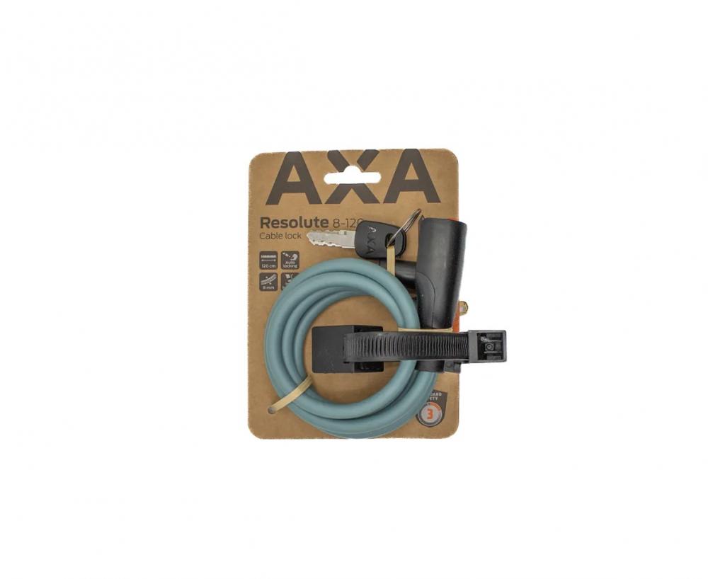 AXA Resolute 8-120 Kabelschloss 120cm 8mm Grün - Fahrradschloss mit Halterung