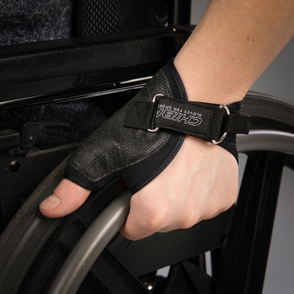 CHIBA Tetra - Rollstuhl-Handschuhe mit Gelpolsterung, Größe M, schwarz
