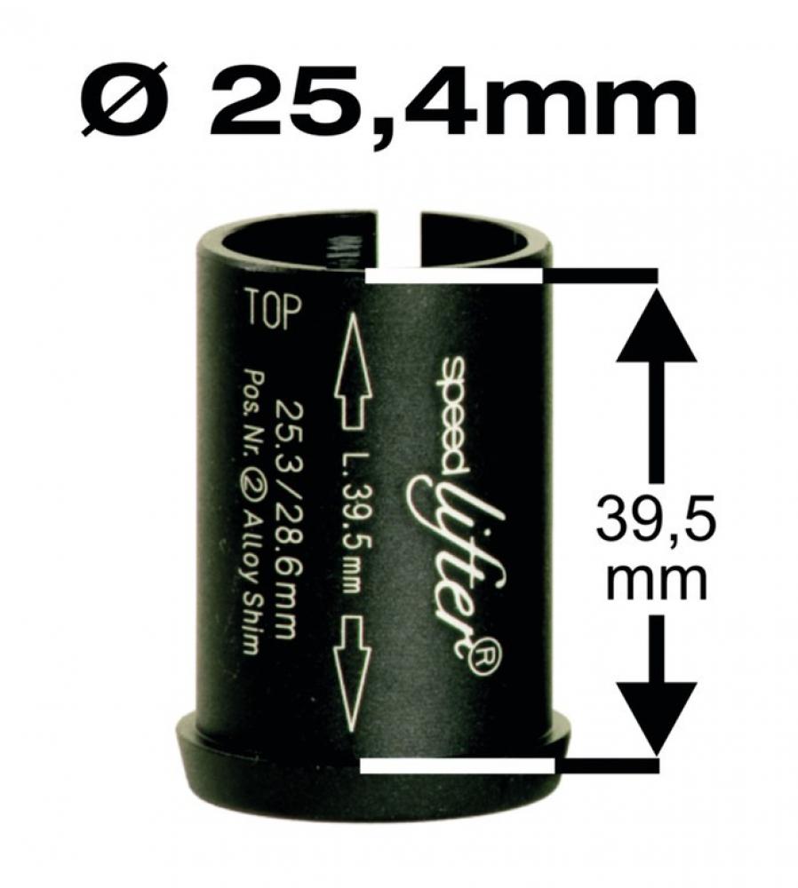 By,Schulz Speedlifter Reduzierhülse 1 1/8" auf 25,4mm schwarz Alu geschlitzt 39,5mm für Ahead.