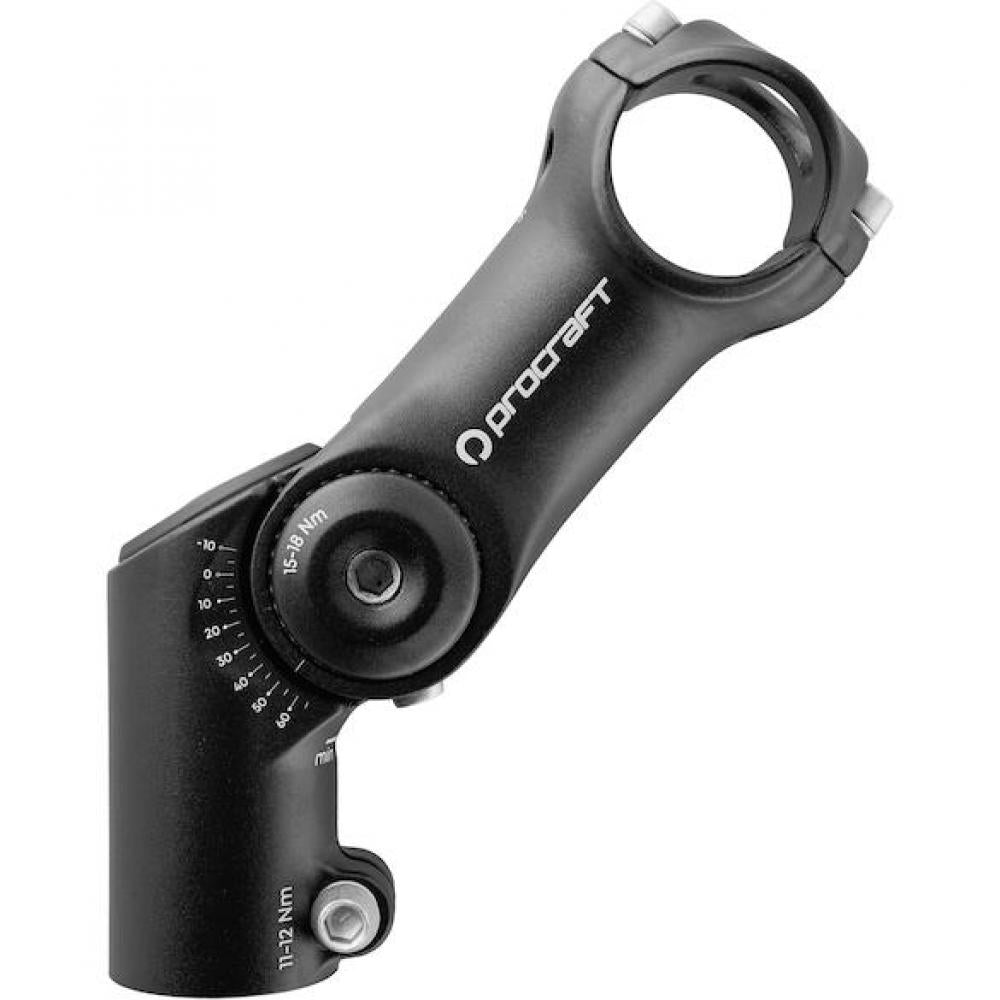 Procraft Vorbau Adjustable Pro -10° bis 60° / 31,8 mm Schwarz - Verstellbarer Ahead-Fahrradvorbau