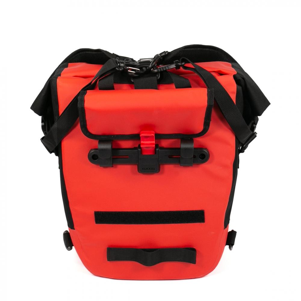 Haberland Bike-Rucksack H2O schwarz/rot - wasserdichte Gepäckträgertasche mit Tragesystem