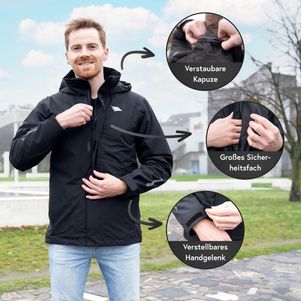 Valkental Jacke 3in1 Smart Jacket wasserdichte Jacke mit Fleece Zipp-In Herren 5XL schwarz
