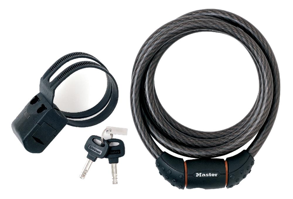 Master Lock Kabelschloss 8121 Schwarz 12 mm x 1800 mm - robustes Sicherheitsschloss