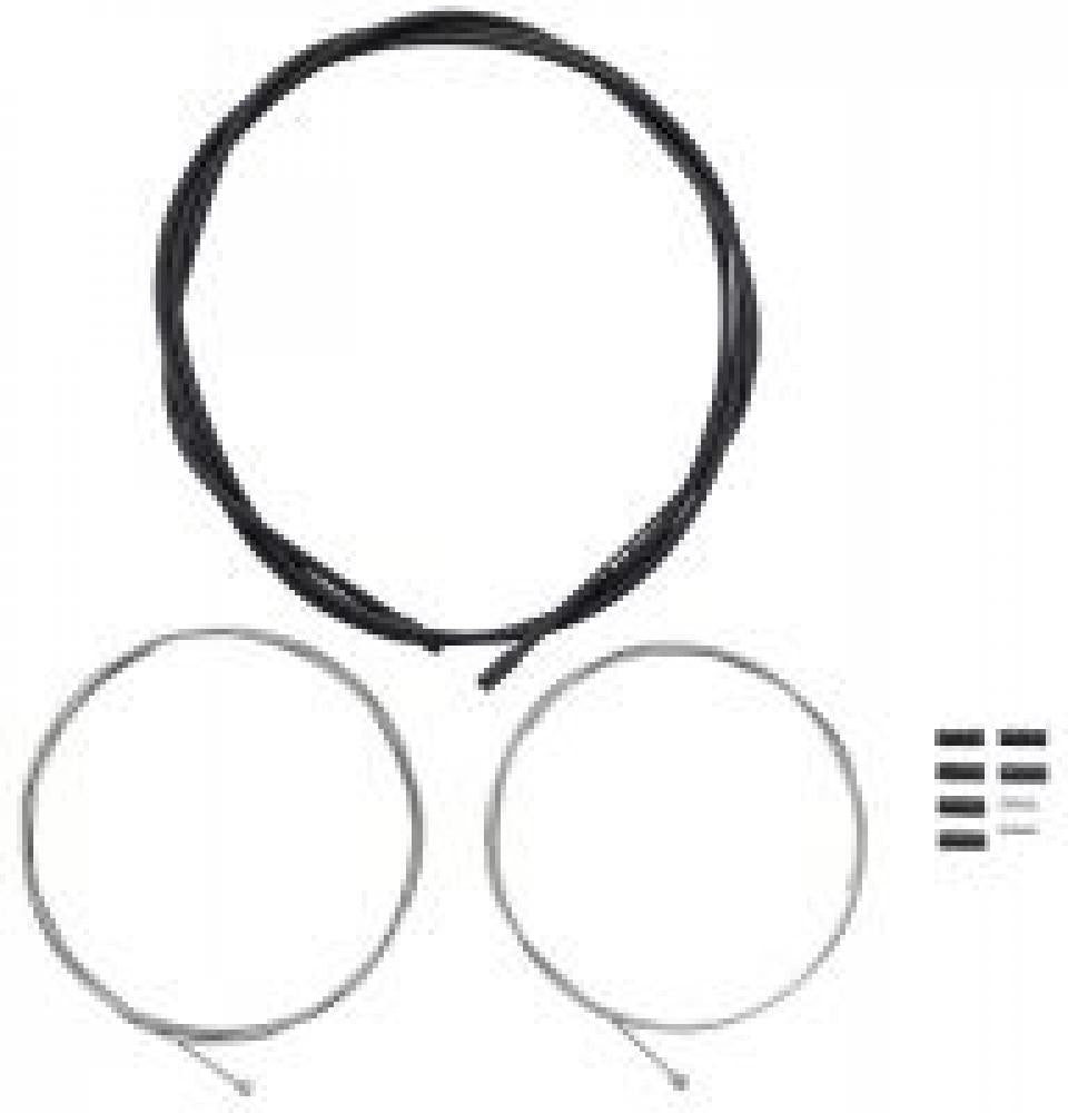 SHIMANO Rennrad Schaltzug-Set mit schwarzer Außenhülle und 2 PTFE-beschichteten Innenzügen für präzise Schaltung.