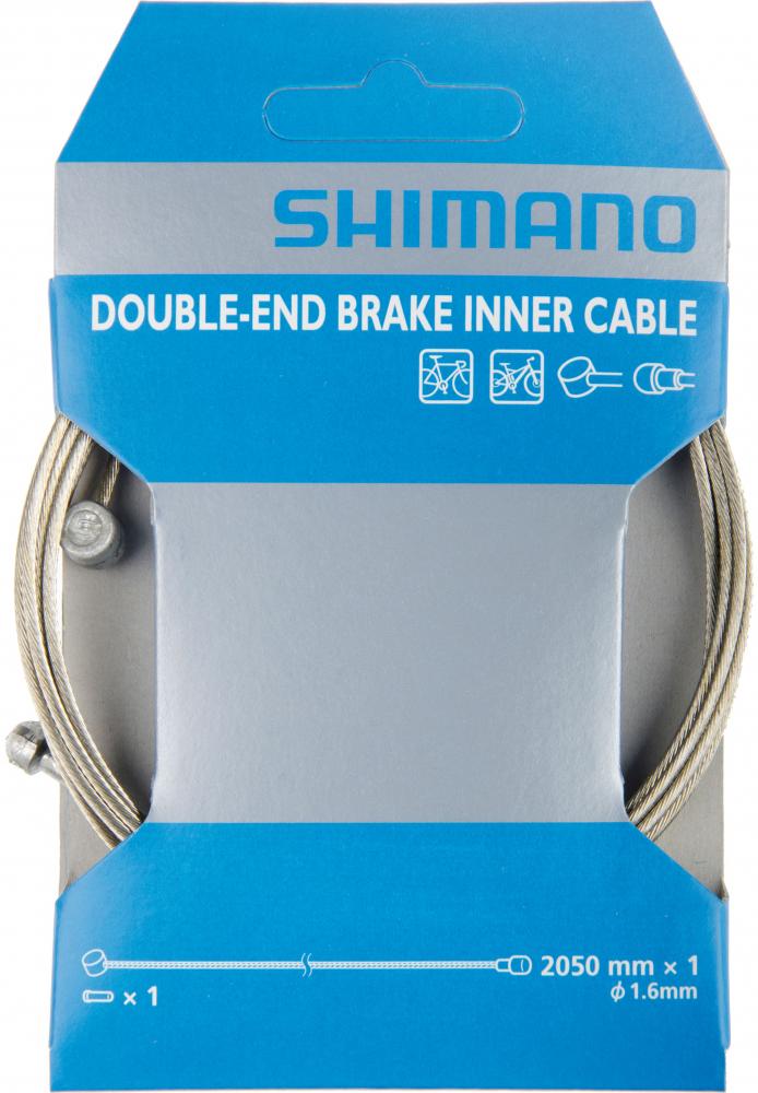 Shimano Doppelend-Bremszug für Rennrad und Mountainbike, 2050mm lang, 1.6mm Durchmesser.