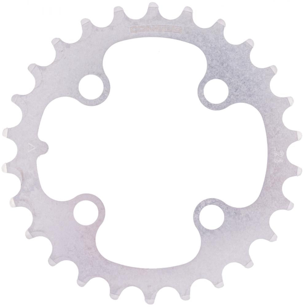 CONTEC Kettenblatt "C.Drive"n4-Arm, 9-/10-fach, 3/32", für 3-fach Kurbeln, symmetrischnSB-verpackt, inkl. Steighilfen, 26 Zähne, 64mm Lochkreis, Edelstahl, silber