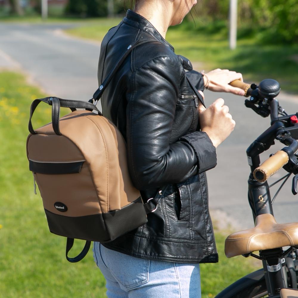 Haberland Rucksack-Lenkertasche Bella hellbr./sw beige - flexible Lenkertasche & Rucksack