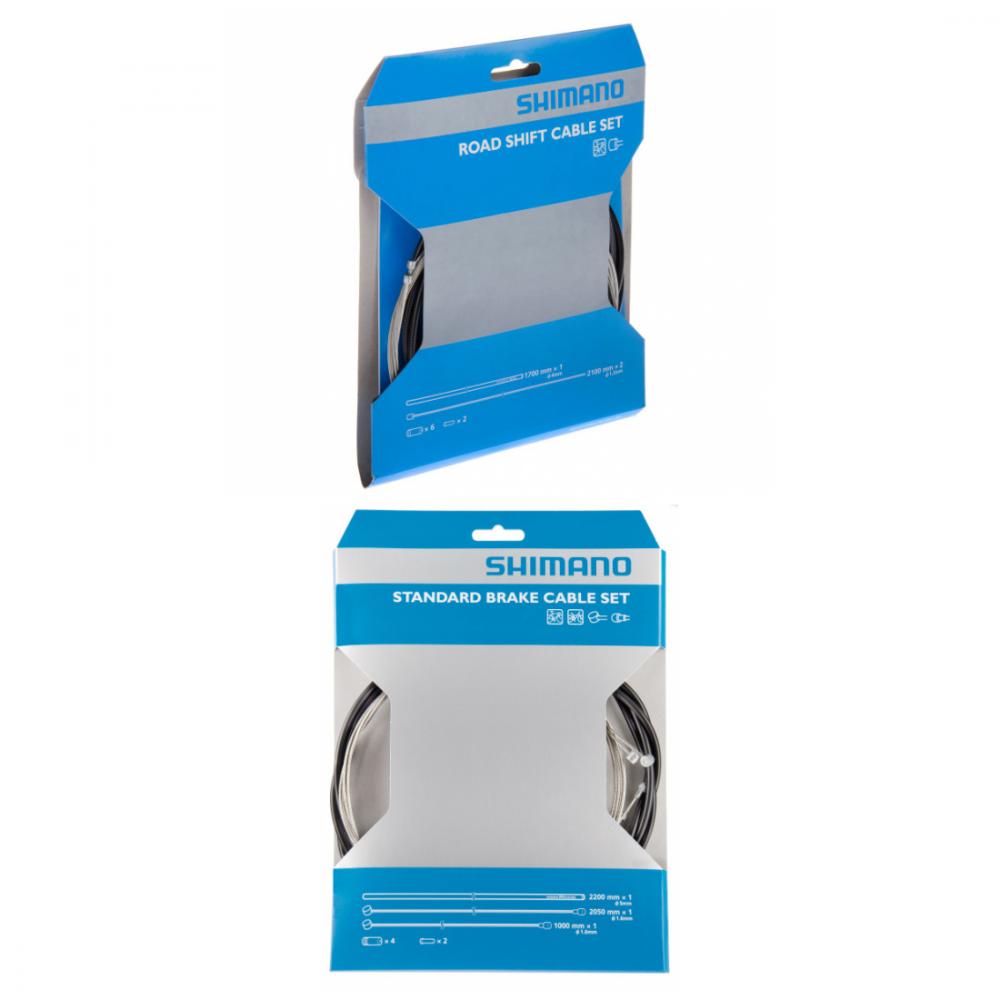 Shimano Road Schaltzugset und Standard Bremszugset für Rennrad und Mountainbike in der Originalverpackung.