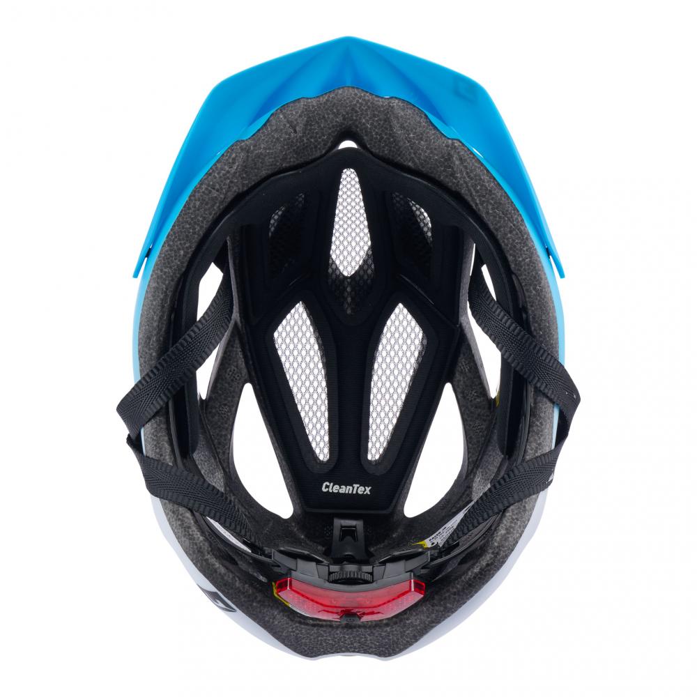 CRATONI Pacer Junior Kinder-Fahrradhelm - S-M 54-58 cm, Blue White Matt, 250 g, Rücklicht, 20 Ventilationsöffnungen, LFS, CE EN 1078